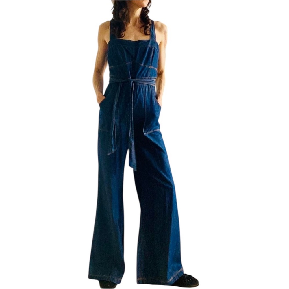 *Like New* Anthropologie Pilcro Wide-Leg Denim Jumpsuit Size 2 - Picture 9 of 10